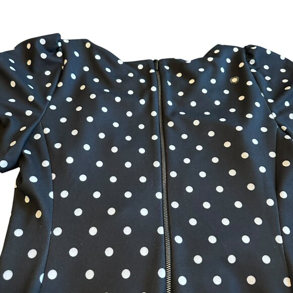 Karl Lagerfeld Black White Polka Dot Dress Short Puff Sleeve Shift Size 10 NWT - Picture 7 of 13